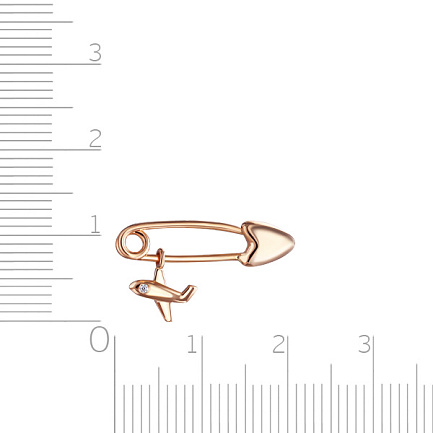 Булавка детская из красного золота с фианитом