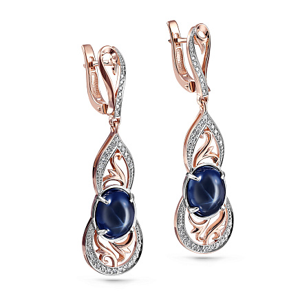 Серьги с английским замком из красного золота с бриллиантами