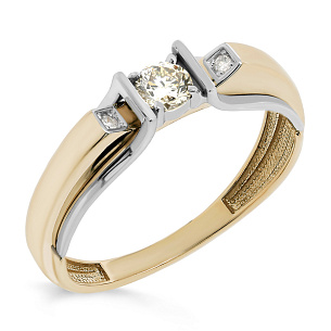 Кольцо из желтого золота с бриллиантом