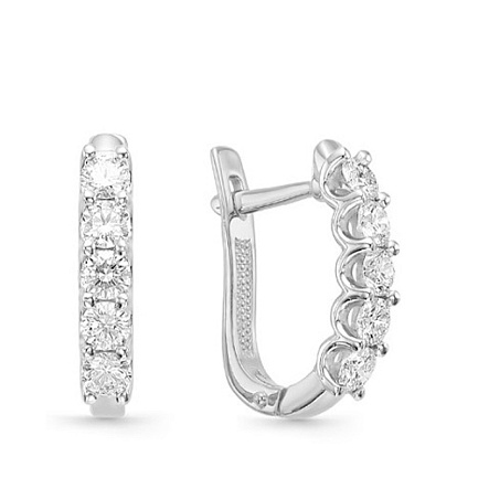 Серьги с английским замком из белого золота с бриллиантами