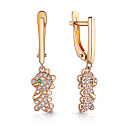 Серьги детские из серебра с фианитом и золочением