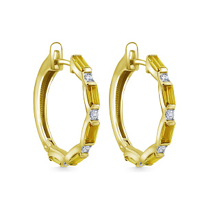 Серьги с английским замком из желтого золота с сапфиром