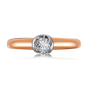 Кольцо из красного золота с бриллиантом