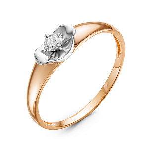 Кольцо из красного золота с бриллиантом