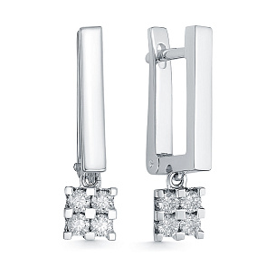 Серьги из белого золота с бриллиантом