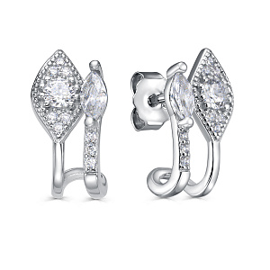 Серьги с английским замком из серебра с фианитом