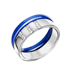 Кольцо из серебра с керамикой, фианитами