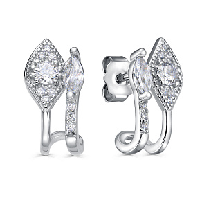 Серьги с английским замком из серебра с фианитом