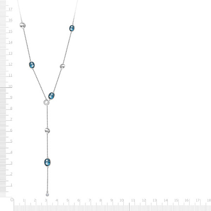 Колье из белого золота с топазами, плетение якорное