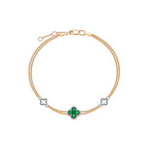 Браслет из красного золота с изумрудом