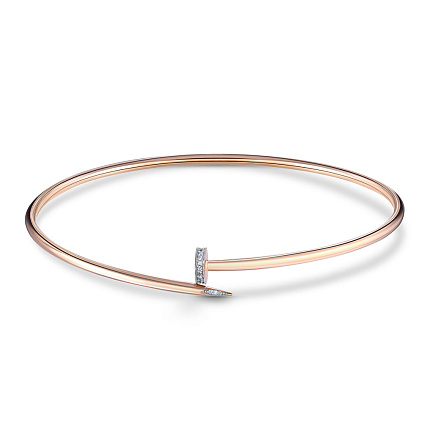 Браслет жесткий из красного золота с бриллиантами