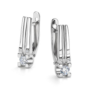 Серьги с английским замком из белого золота с бриллиантами