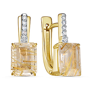 Серьги с английским замком из желтого золота