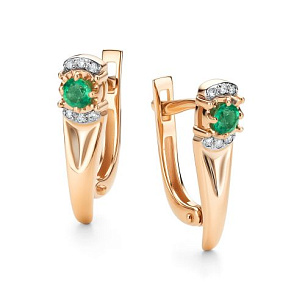 Серьги с английским замком из красного золота