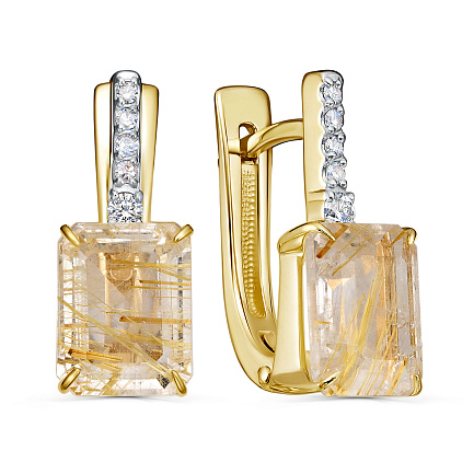 Серьги с английским замком из желтого золота