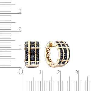 Серьги с английским замком из желтого золота с фианитом