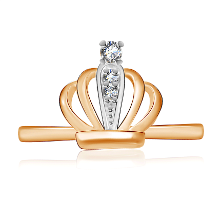 Кольцо из красного золота с фианитом