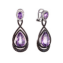 Серьги из белого золота с бриллиантами, аметистами