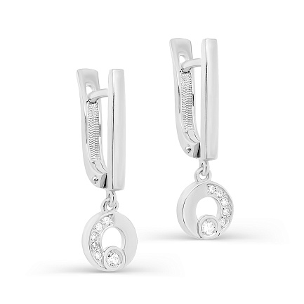 Серьги с английским замком из серебра с фианитами