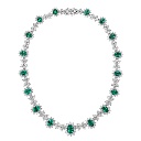 Колье из платины с бриллиантами, изумрудами