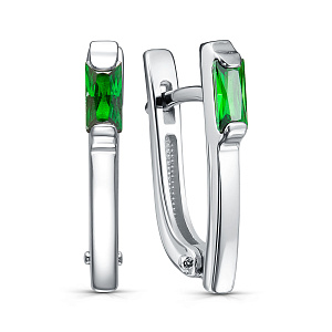 Серьги с английским замком из серебра с фианитами