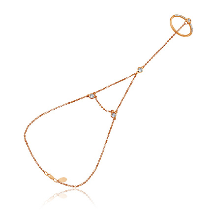 Браслет декоративный из красного золота с фианитом