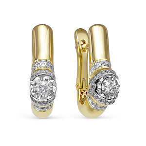 Серьги из желтого золота с бриллиантами