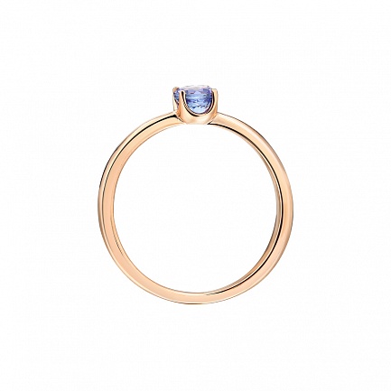 Кольцо из красного золота с танзанитом