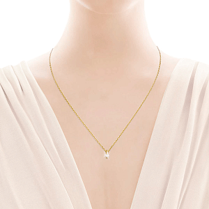 Колье из желтого золота с бриллиантами, плетение якорное