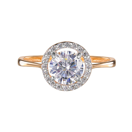 Кольцо из красного золота с фианитом