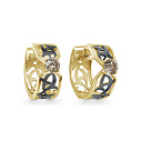 Серьги с английским замком из желтого золота с бриллиантами