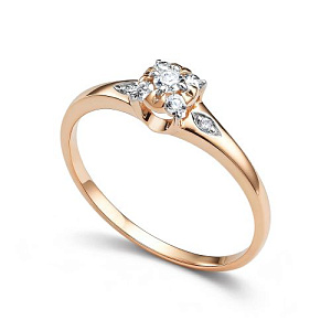 Кольцо из красного золота с бриллиантами