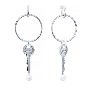 Серьги с английским замком из серебра с жемчугом