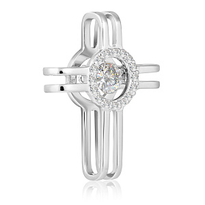 Крест декоративный из белого золота с бриллиантами