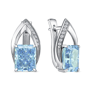 Серьги с английским замком из серебра с бриллиантами