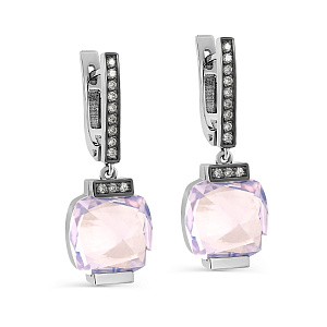 Серьги с английским замком из белого золота с бриллиантами