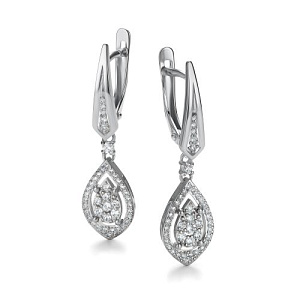 Серьги с английским замком из белого золота с бриллиантами