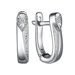 Серьги с английским замком из серебра с бриллиантами