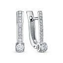 Серьги с английским замком из белого золота с бриллиантами