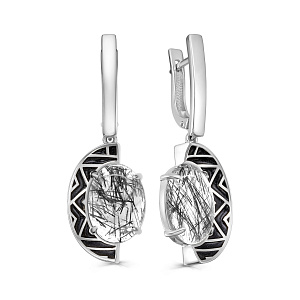 Серьги с английским замком из серебра с кварцем