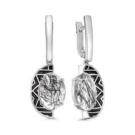 Серьги с английским замком из серебра с кварцем