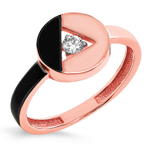 Кольцо из красного золота с бриллиантом