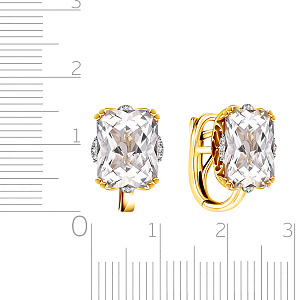 Серьги с английским замком из желтого золота с бриллиантами