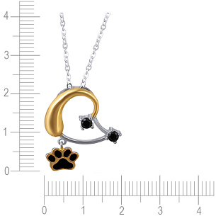 Колье из серебра с фианитом, эмалью