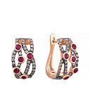 Серьги с английским замком из красного золота с бриллиантами