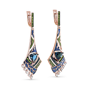 Серьги с английским замком из красного золота с бриллиантами