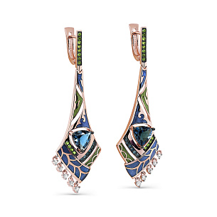 Серьги с английским замком из красного золота с бриллиантом