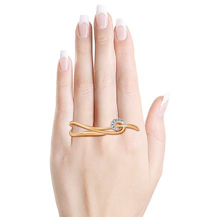 Кольцо из красного золота с фианитом