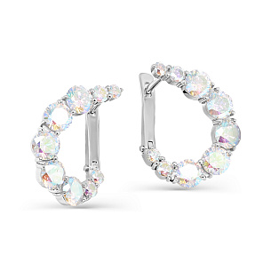 Серьги с английским замком из серебра с фианитами