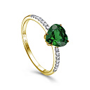Кольцо из желтого золота с бриллиантами, изумрудом